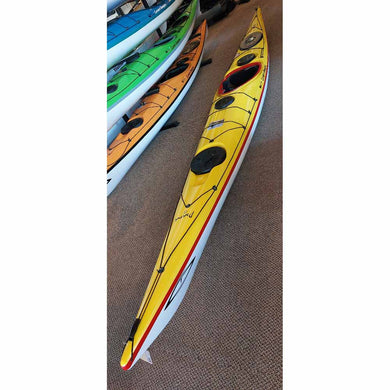 Current Designs Prana LV Fiberglass Yellow/Red/Smoke at Alder Creek Kayak and Canoe in Portland, OR 