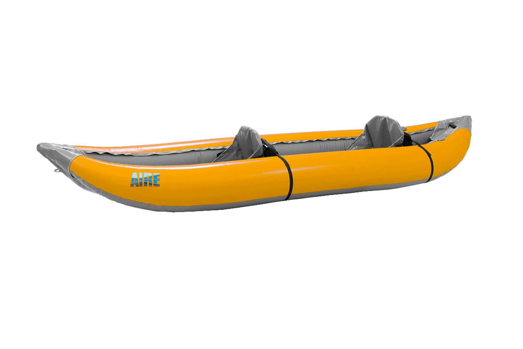 NRS Outfitter tandem whitewater kayak yellow at Alder Creek Kayak and Canoe