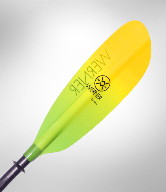 Werner Camano straight shaft fiberglass gradient citrus sea kayak paddle at Alder Creek Kayak and Canoe