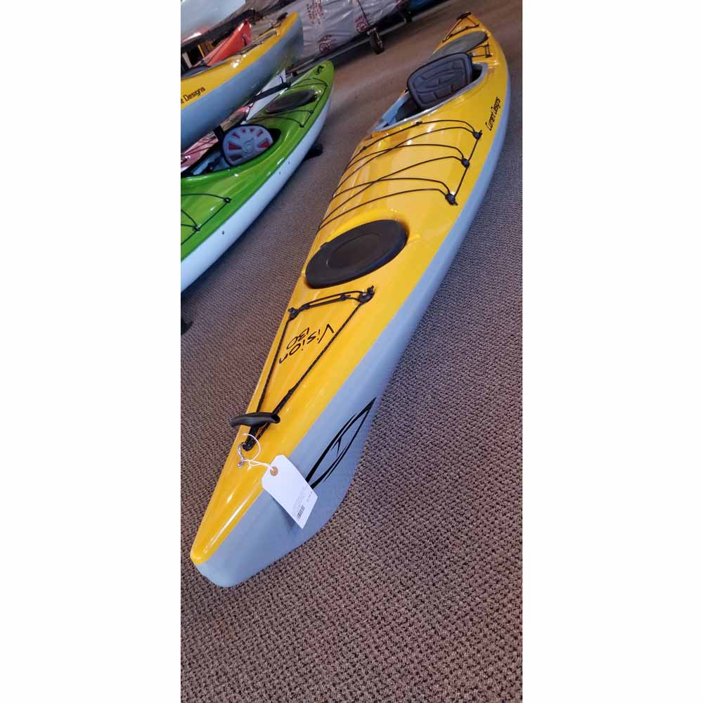 Current Designs Vision 130 kayak with skeg near me yellow gray