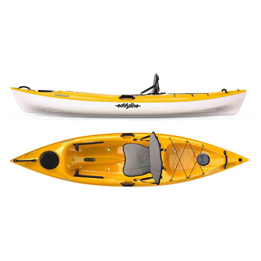 Eddyline Caribbean 10 sit on top recreational kayak yellow.
