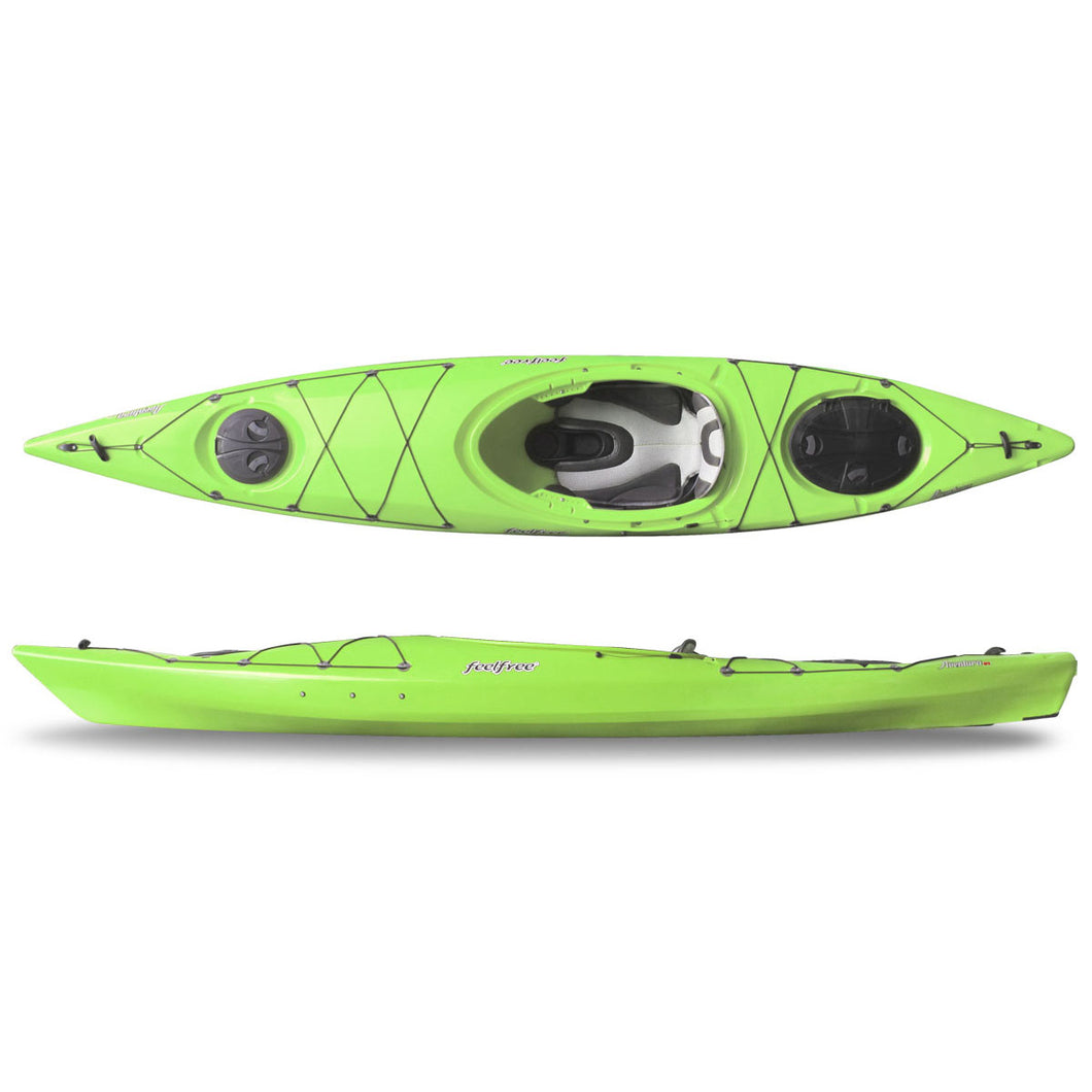 Feelfree Aventura 125 V2 with Skeg Lime. Transitional kayak.