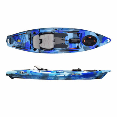 The Feelfree Lure 11.5 V2 in Ocean Camo sit on top angling kayak is a complete setup to get you out fishing. It is a top rated fishing kayak.