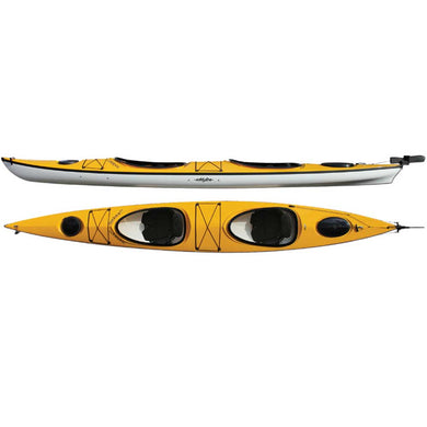 Eddyline Whisper tandem touring kayak yellow. Alder Creek Kayak and Canoe in Portland OR.